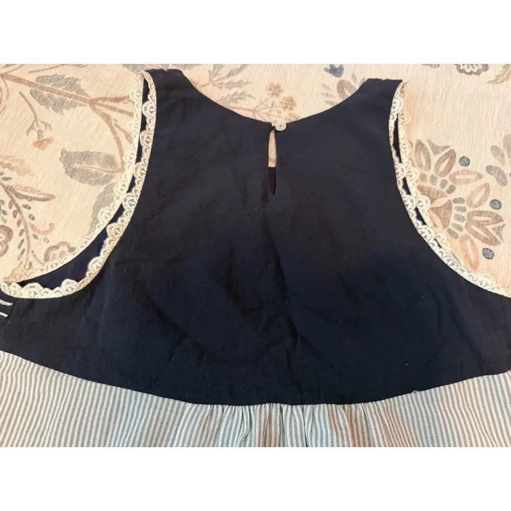 Altar'd State Embroidered Floral Mini Dress Stripe Boho Cottagecore Size Medium